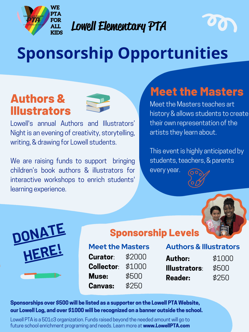 Lowell PTA sponsorship opportunities